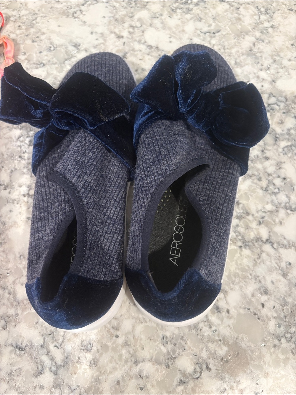 Women’s AEROSOLES Navy Velvet Bow Slip-On Sneakers for Kids